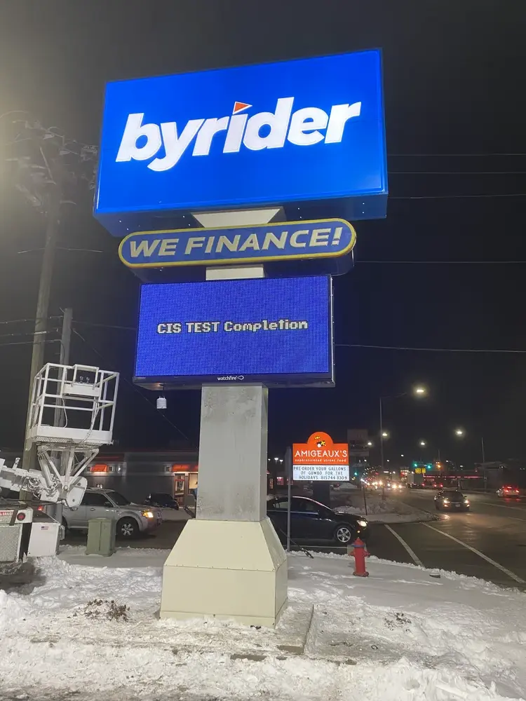 Illuminated EMC pylon sign installed by Pro-Care Sign