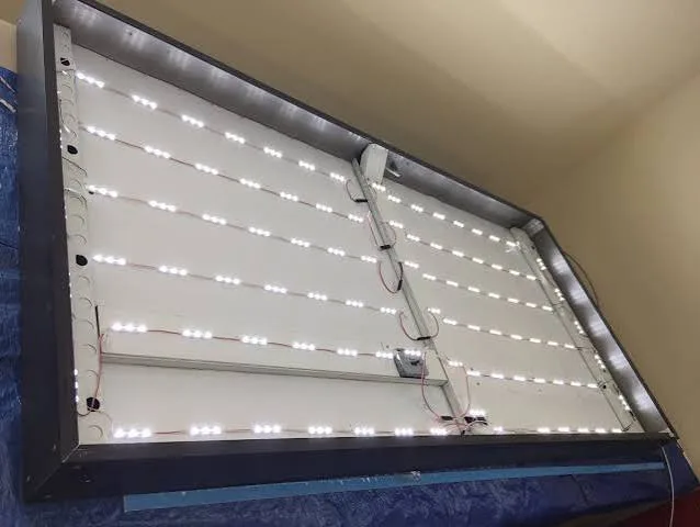 LED module array assembled inside a sign cabinet