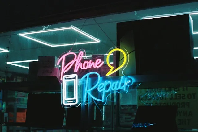 Illuminated neon business sign service and repair