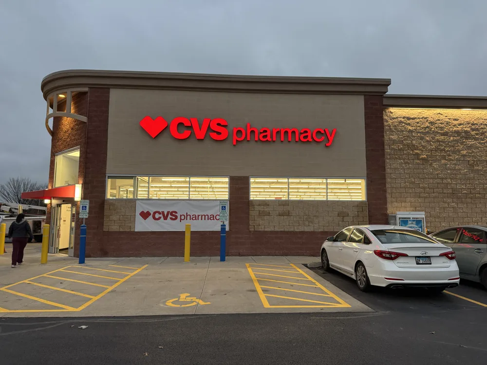Exterior storefront sign installation for CVS Pharmacy in Chicago, IL