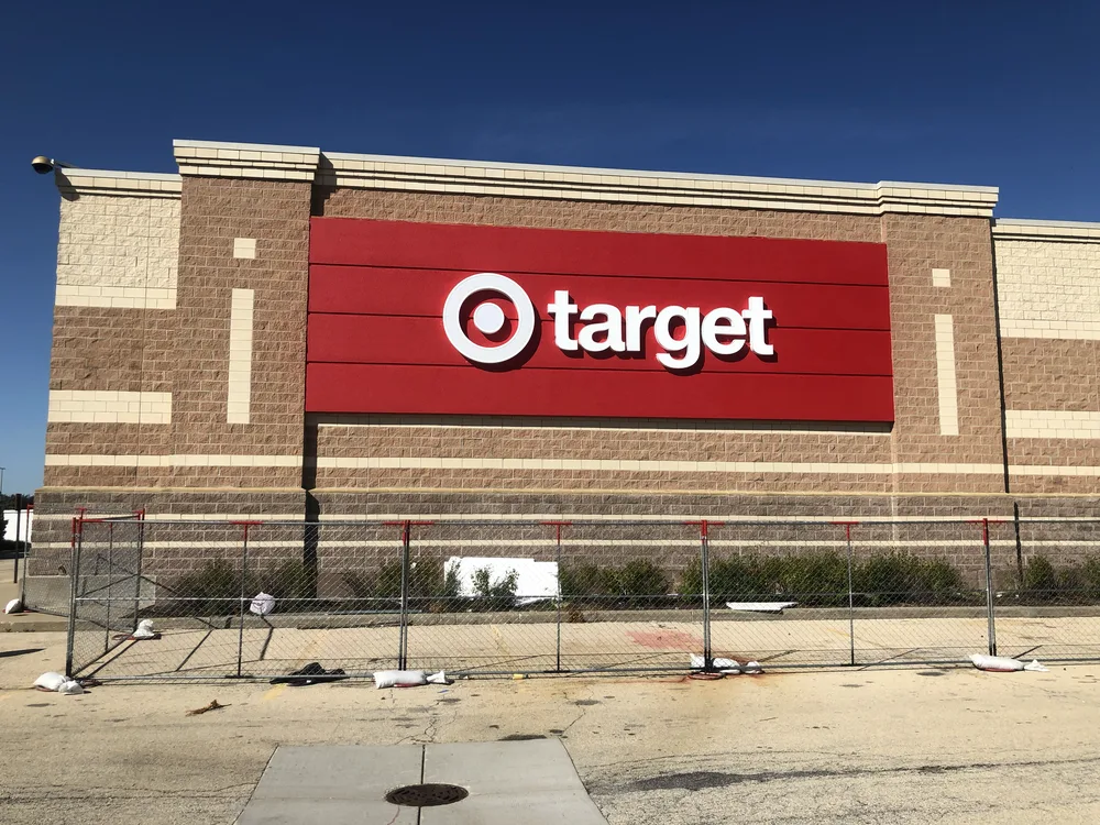 Exterior fascia channel letter sign installation for Target in Chicago, IL
