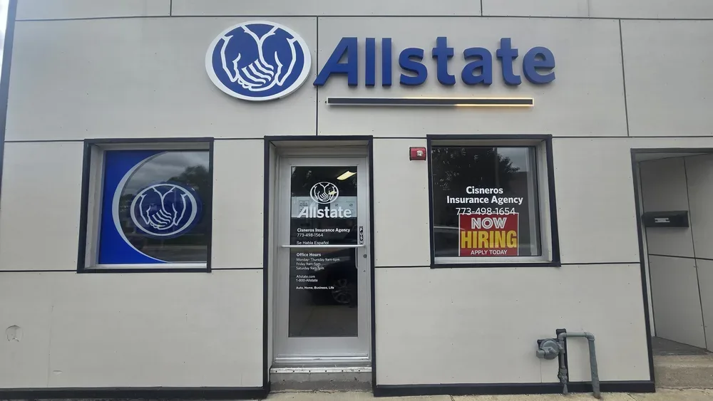 Window graphics and vinyl lettering installation for Allstate Insurance in Chicago, IL